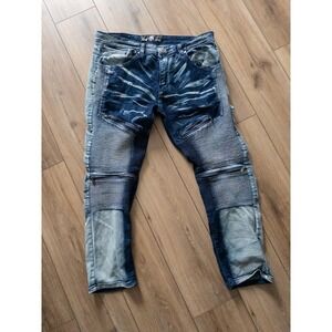 Red‎ Ape Jeans Mens 36x27 Distressed Light Wash Straight Leg Straight Leg Denim